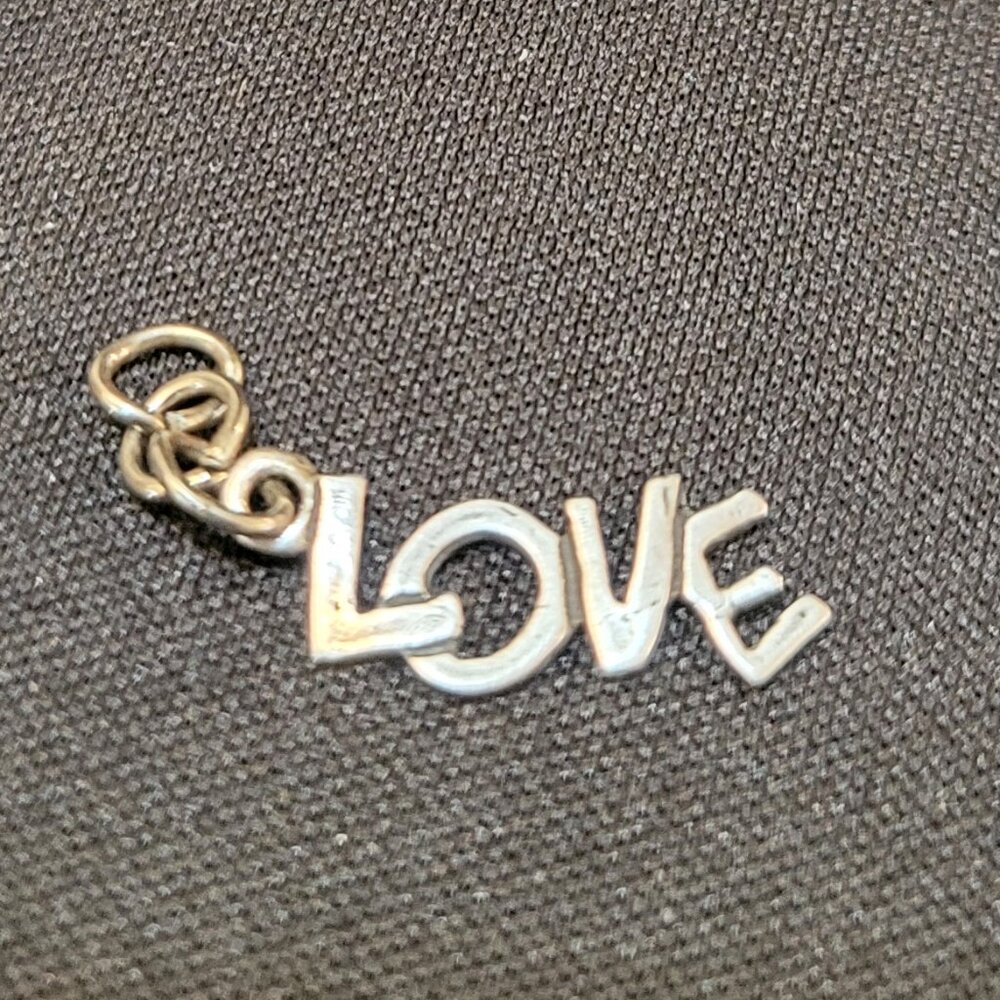Sterling Silver Love Charm Letters Pendant 925 vintage